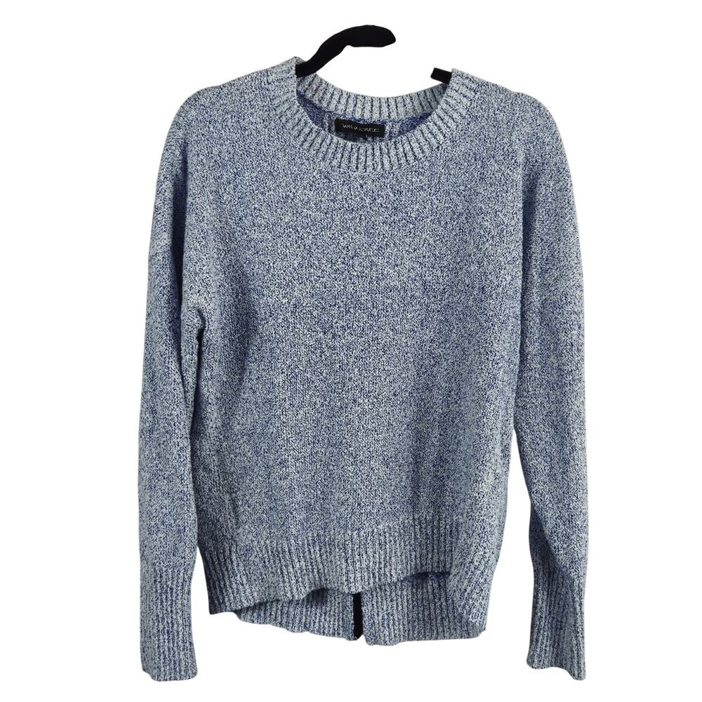 Banana Republic Cutout-Back Pullover Sweater Marled Knit Crew Neck Blue Large